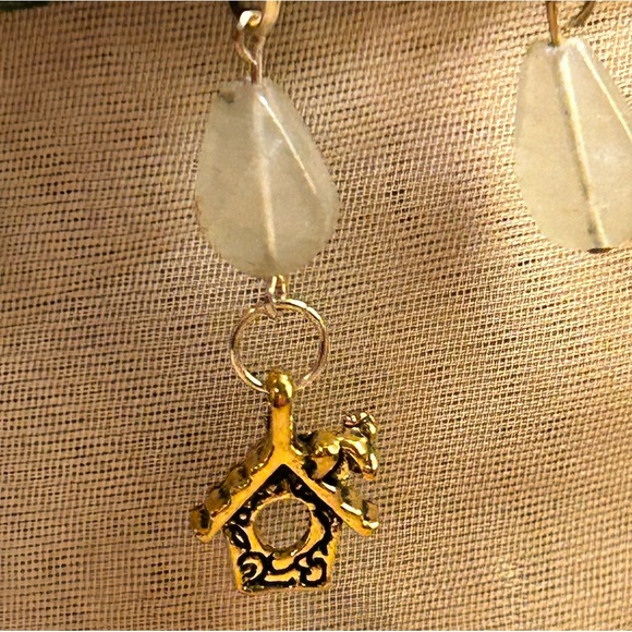 Green Faux Suede choker w/ gold birdhouse - Picture 6 of 8